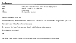 Illustration for article titled "Am I Sick? Are We All Sick?": Overwrought Things The Media Wrote To Auburn's PR Guy During Cam Newton's Wild 2010 Season